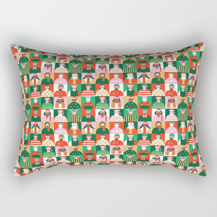 Diverse festive christmas people pattern Rectangular Pillow Gallery Image 1