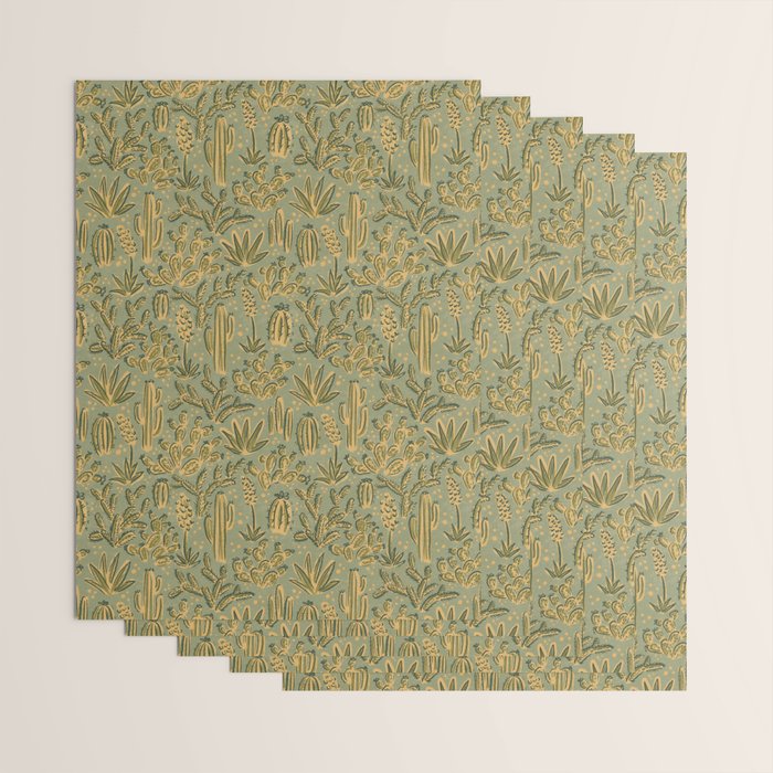 Cactus Desert - green and gold Wrapping Paper Gallery Image 3