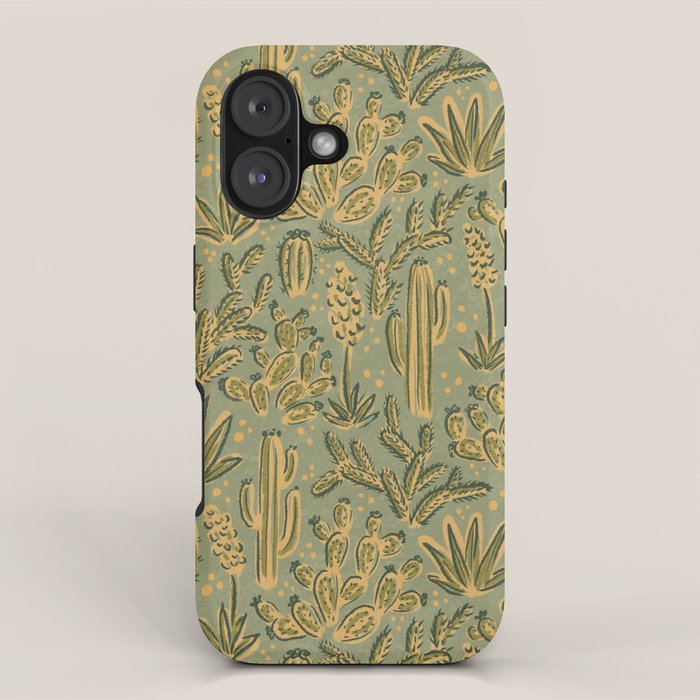 Cactus Desert - green and gold iPhone Case Gallery Image 1
