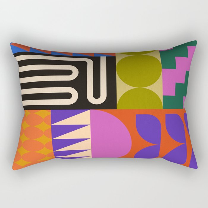 Geometric Bold Colorful Play Pattern Rectangular Pillow Gallery Image 2