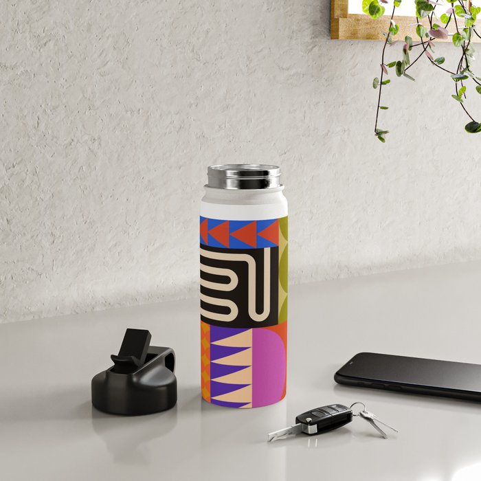 Geometric Bold Colorful Play Pattern Water Bottle Gallery Image 4