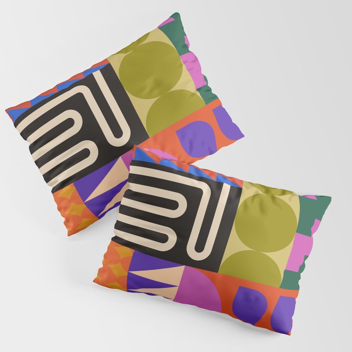 Geometric Bold Colorful Play Pattern Pillow Sham Gallery Image 1
