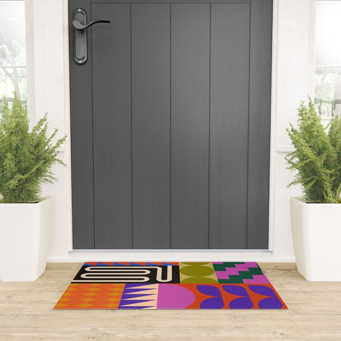 Geometric Bold Colorful Play Pattern Welcome Mat Gallery Image 3