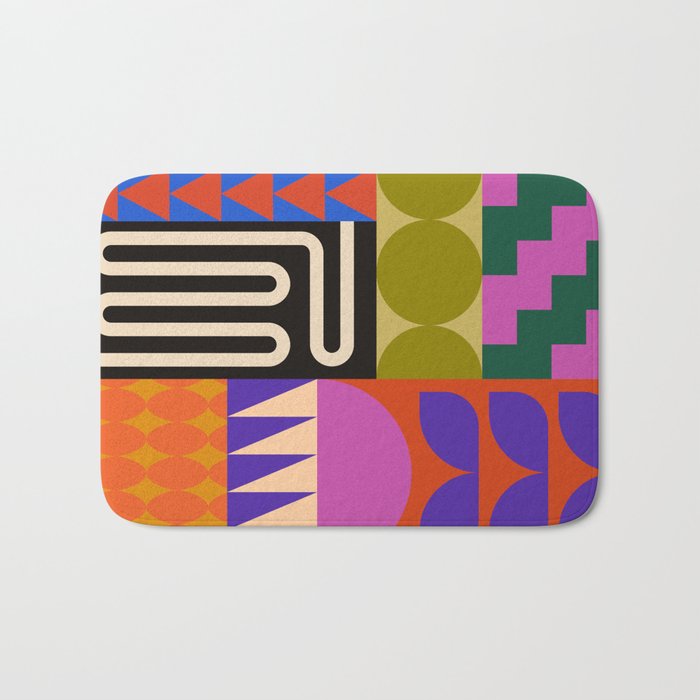 Geometric Bold Colorful Play Pattern Bath Mat Gallery Image 1