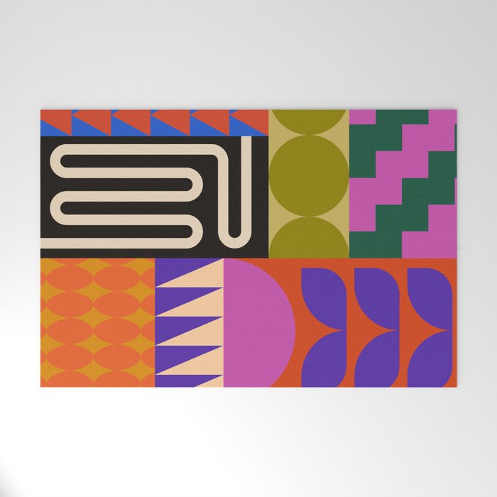 Geometric Bold Colorful Play Pattern Welcome Mat Gallery Image 1