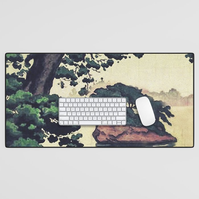 Autumn Rain in Yama - Summer Green Island Forest Ukiyoe Nature Landscape Desk Mat Gallery Image 1