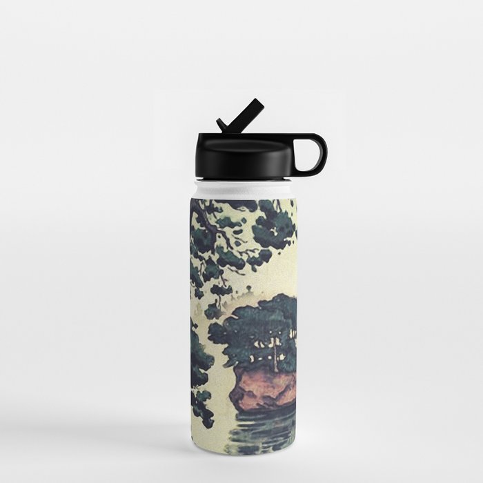 Autumn Rain in Yama - Summer Green Island Forest Ukiyoe Nature Landscape Water Bottle Gallery Image 1