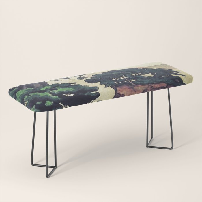 Autumn Rain in Yama - Summer Green Island Forest Ukiyoe Nature Landscape Bench Gallery Image 1