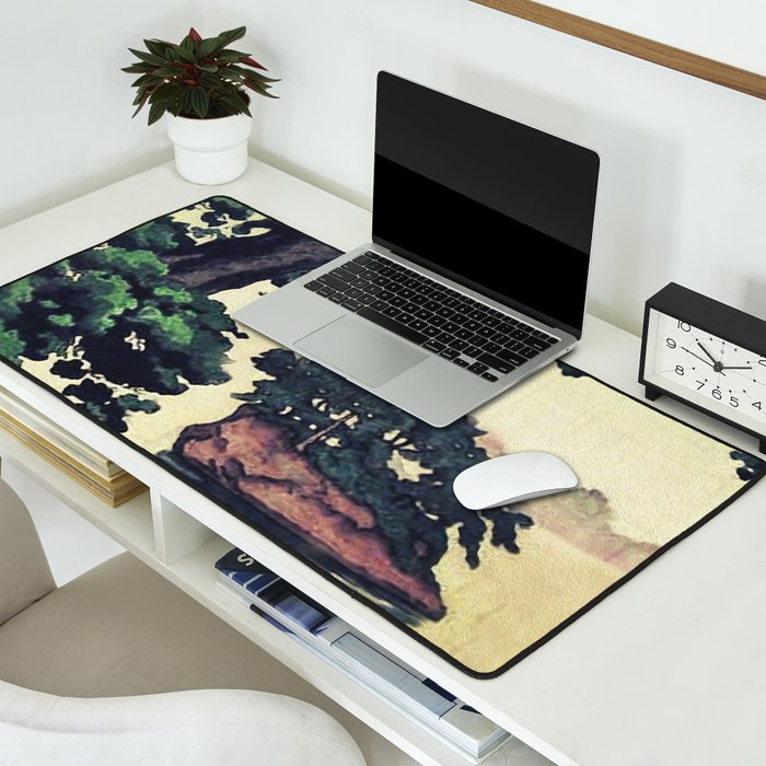 Autumn Rain in Yama - Summer Green Island Forest Ukiyoe Nature Landscape Desk Mat Gallery Image 2