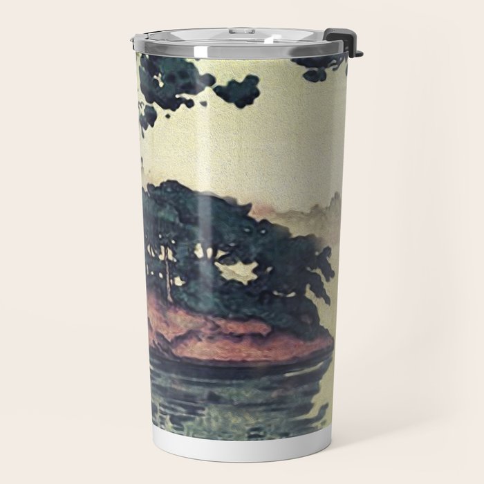Autumn Rain in Yama - Summer Green Island Forest Ukiyoe Nature Landscape Travel Mug Gallery Image 2