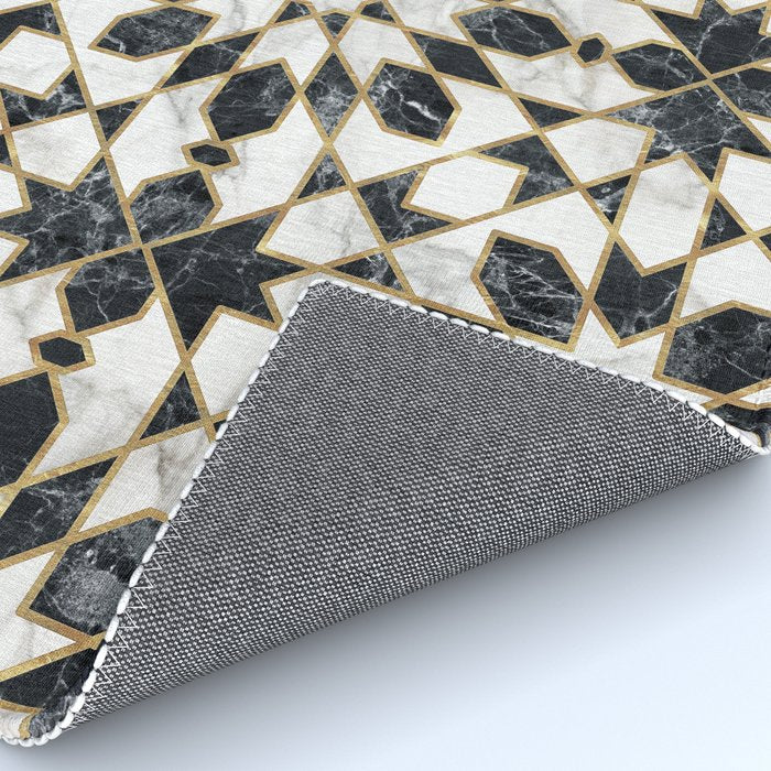 Black and white marble Moroccan mosaic Rug Gallery Image 4