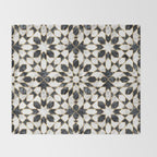 Black and white marble Moroccan mosaic Throw Blanket Gallery Image 2