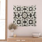 Black and white marble Moroccan mosaic Wall Tapestry Gallery Image 2