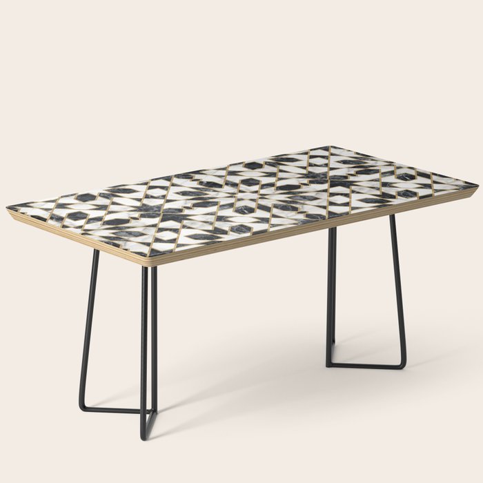 Black and white marble Moroccan mosaic Coffee Table Gallery Image 1