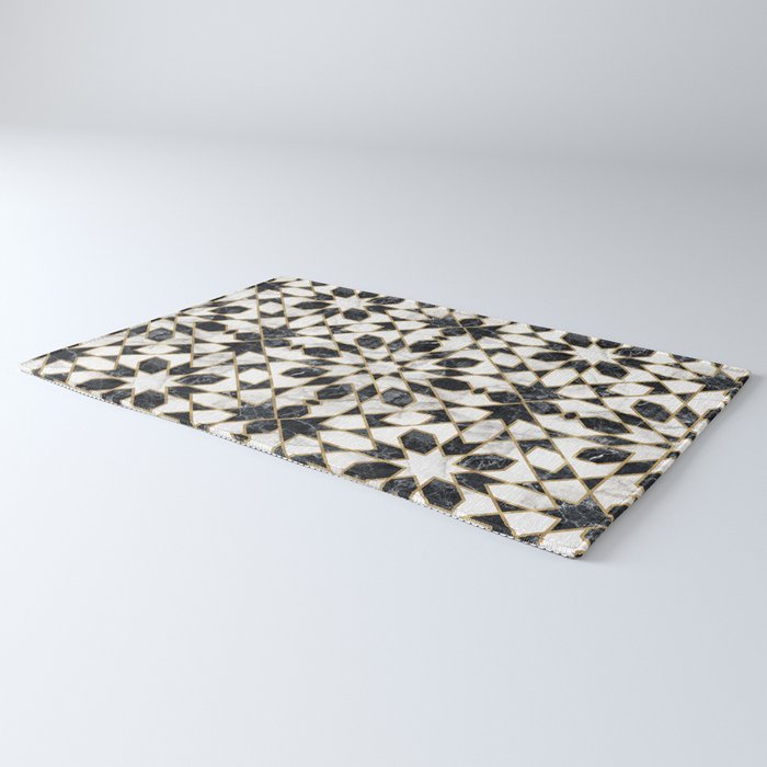 Black and white marble Moroccan mosaic Rug Gallery Image 3