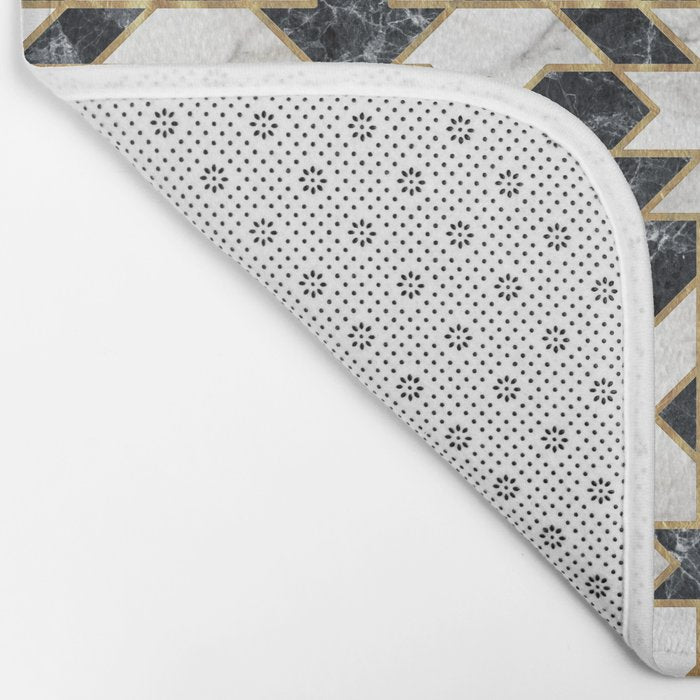 Black and white marble Moroccan mosaic Bath Mat Gallery Image 2