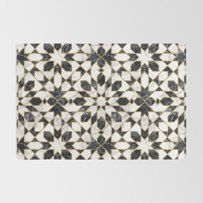 Black and white marble Moroccan mosaic Rug Gallery Image 2