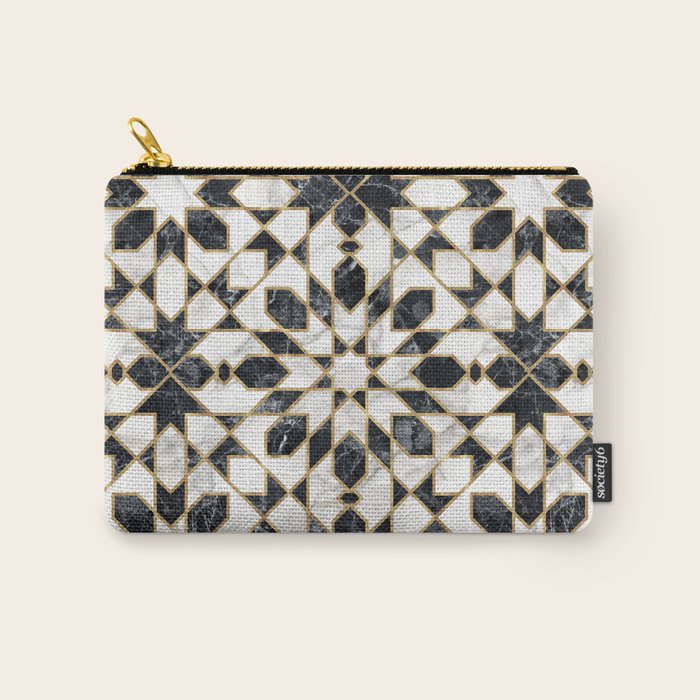 Black and white marble Moroccan mosaic Carry All Pouch Gallery Image 1