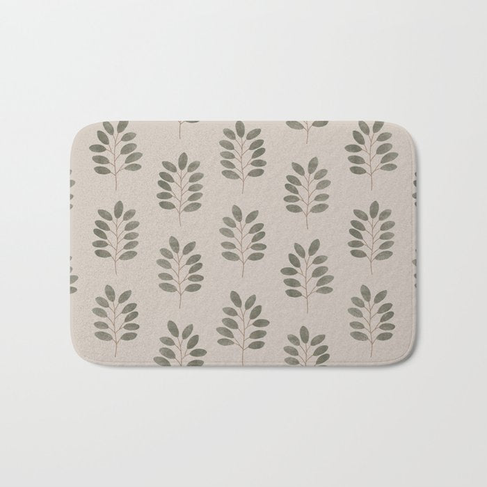 noble branches - pewter and olive Bath Mat Gallery Image 1