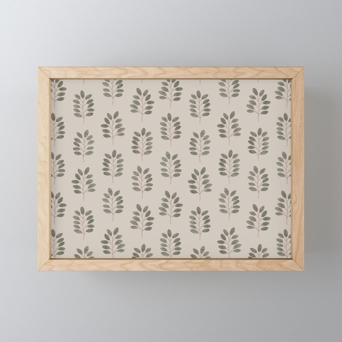 noble branches - pewter and olive Mini Art Print Gallery Image 1