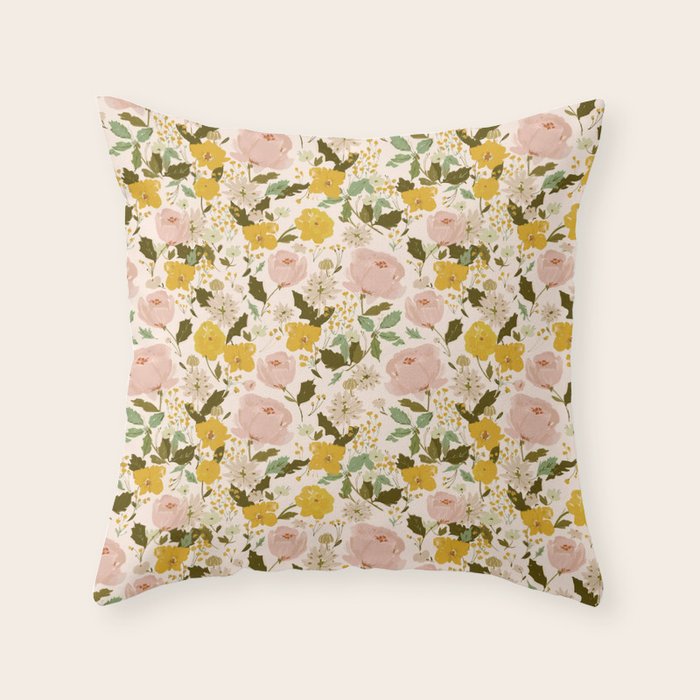 Alice's vintage garden Throw Pillow Gallery Image 1