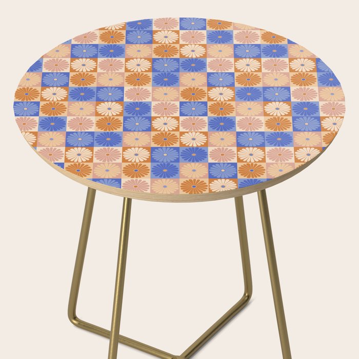 Retro Flowers Check Pattern XXII Side Table Gallery Image 2