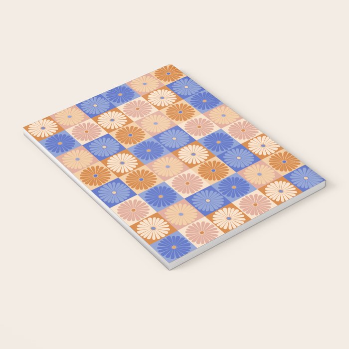 Retro Flowers Check Pattern XXII Notebook Gallery Image 3