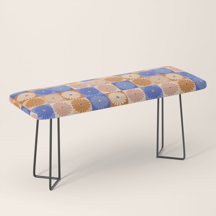 Retro Flowers Check Pattern XXII Bench Gallery Image 1