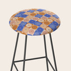 Retro Flowers Check Pattern XXII Stool Gallery Image 2