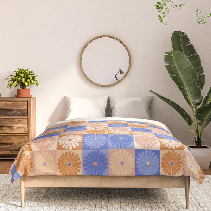 Retro Flowers Check Pattern XXII Comforter Gallery Image 3