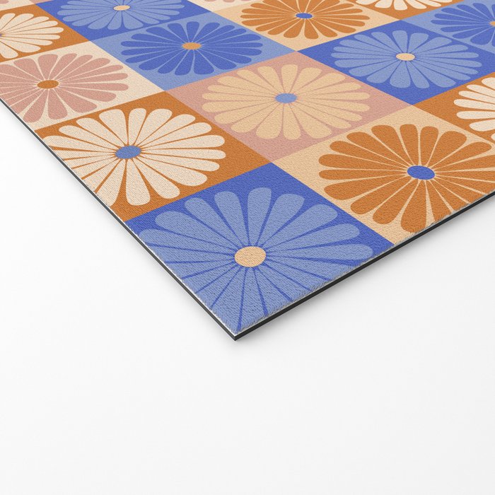 Retro Flowers Check Pattern XXII Welcome Mat Gallery Image 2