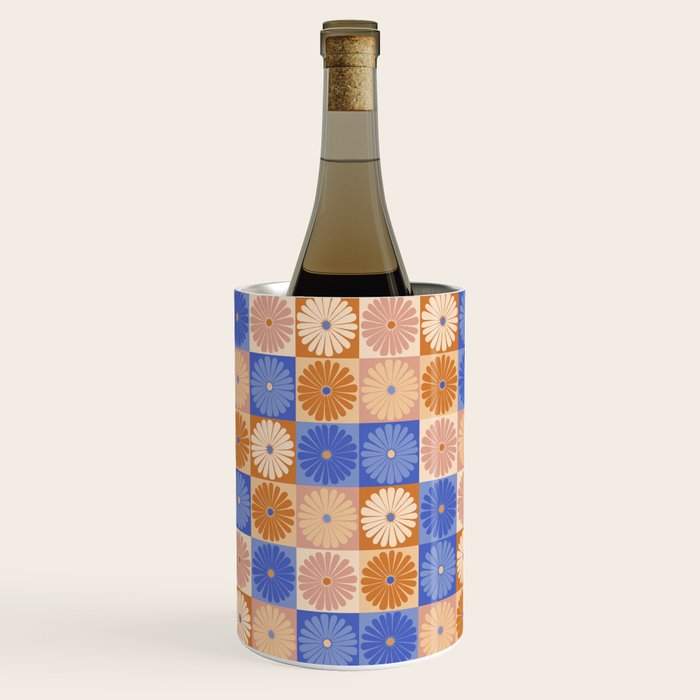 Retro Flowers Check Pattern XXII Wine Chiller Gallery Image 3