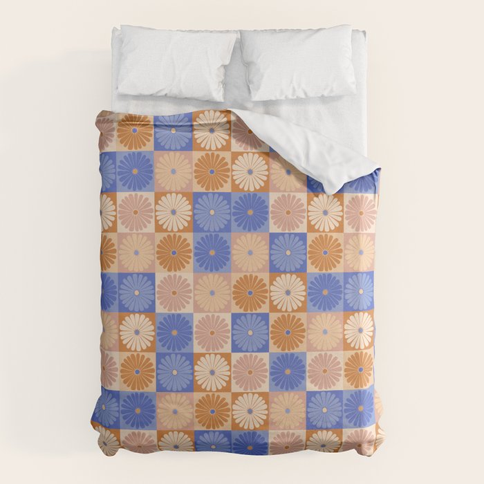 Retro Flowers Check Pattern XXII Duvet Cover Gallery Image 6