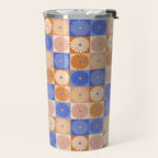 Retro Flowers Check Pattern XXII Travel Mug Gallery Image 2