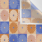 Retro Flowers Check Pattern XXII Wall Tapestry Gallery Image 3