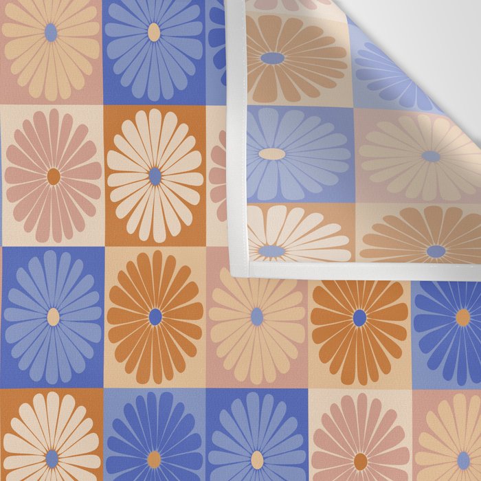 Retro Flowers Check Pattern XXII Wall Tapestry Gallery Image 3
