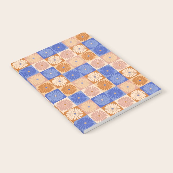 Retro Flowers Check Pattern XXII Notebook Gallery Image 2
