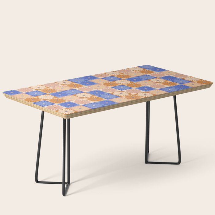 Retro Flowers Check Pattern XXII Coffee Table Gallery Image 1