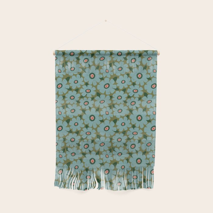 Modern Floral - Turquoise, Green and Pink Wall Hanging Gallery Image 1