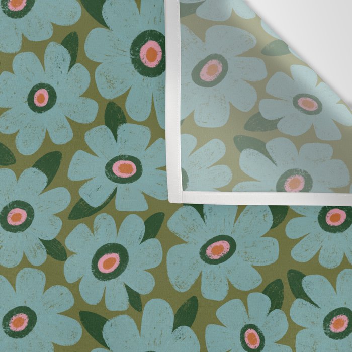 Modern Floral - Turquoise, Green and Pink Wall Tapestry Gallery Image 3
