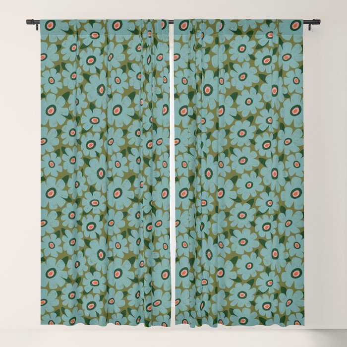Modern Floral - Turquoise, Green and Pink Window Curtain Gallery Image 5