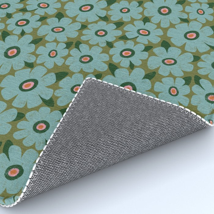 Modern Floral - Turquoise, Green and Pink Rug Gallery Image 4
