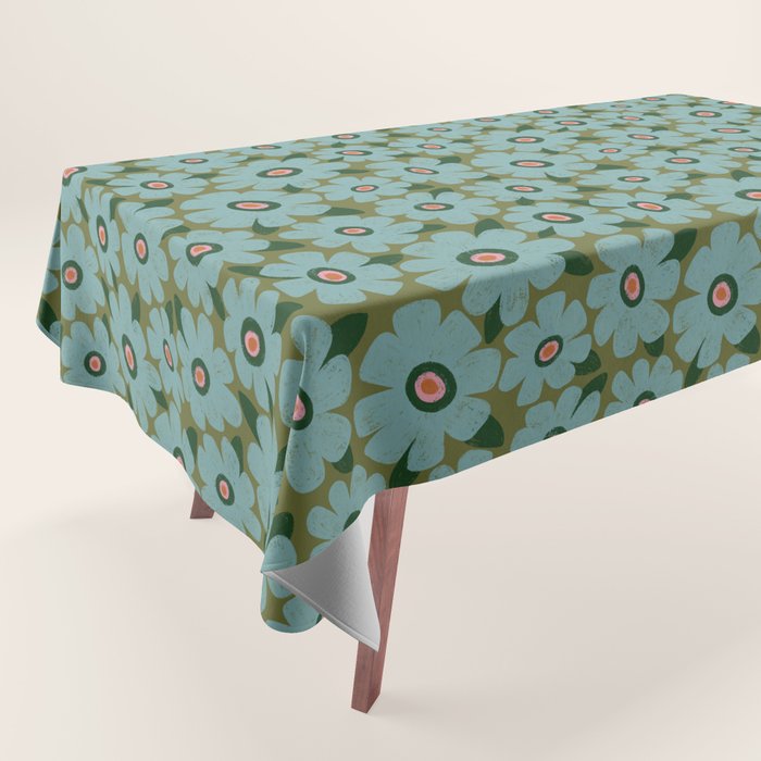 Modern Floral - Turquoise, Green and Pink Tablecloth Gallery Image 1
