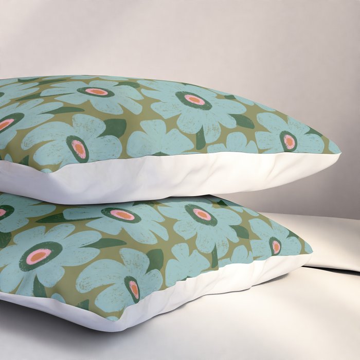 Modern Floral - Turquoise, Green and Pink Pillow Sham Gallery Image 3