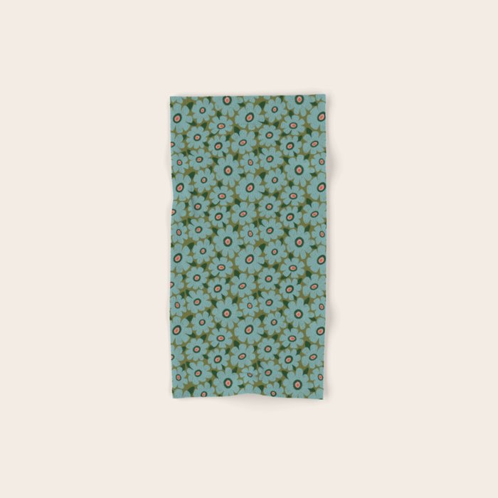 Modern Floral - Turquoise, Green and Pink Bath Towel Gallery Image 1