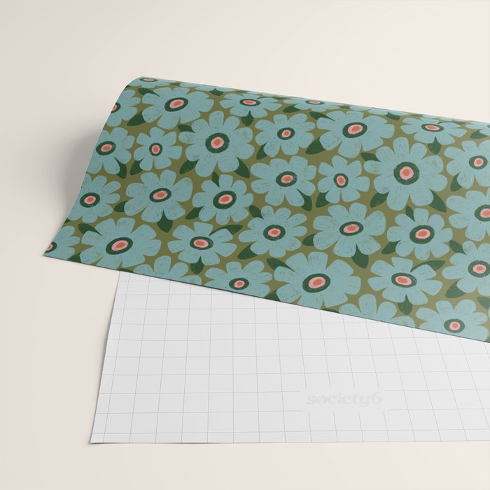 Modern Floral - Turquoise, Green and Pink Wrapping Paper Gallery Image 2