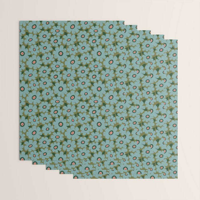 Modern Floral - Turquoise, Green and Pink Wrapping Paper Gallery Image 3