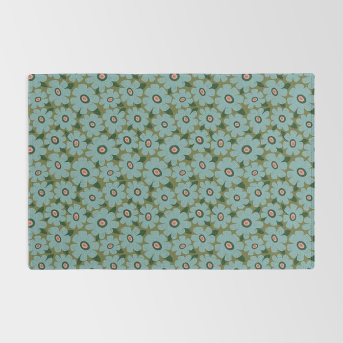 Modern Floral - Turquoise, Green and Pink Rug Gallery Image 2