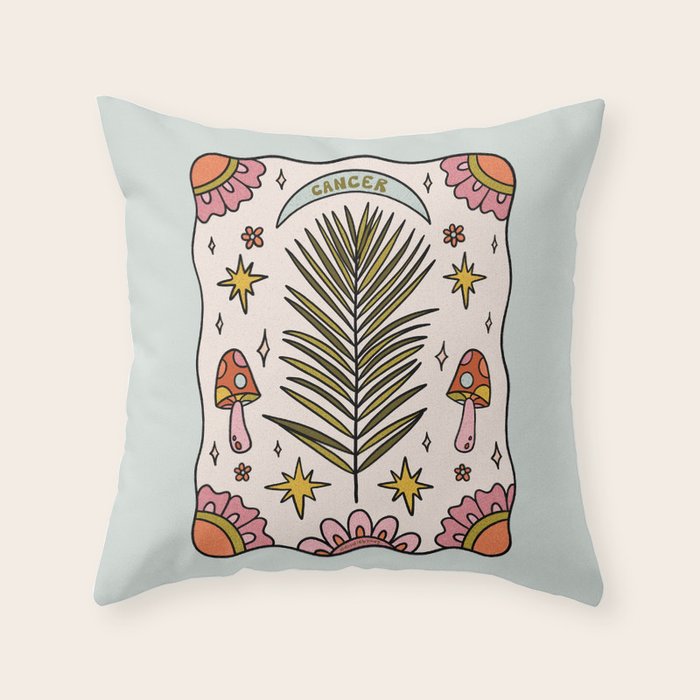 Cancer Zodiac Leaf Throw Pillow Gallery Image 1