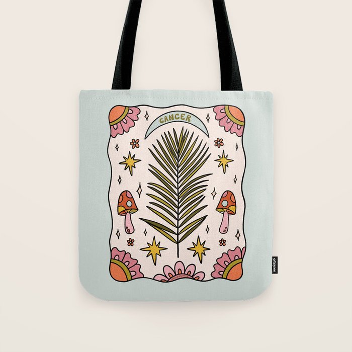 Cancer Zodiac Leaf Tote Bag Gallery Image 1